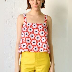 Dusen Dusen Level Tank Top in Floral Tile Print XS Extra Small